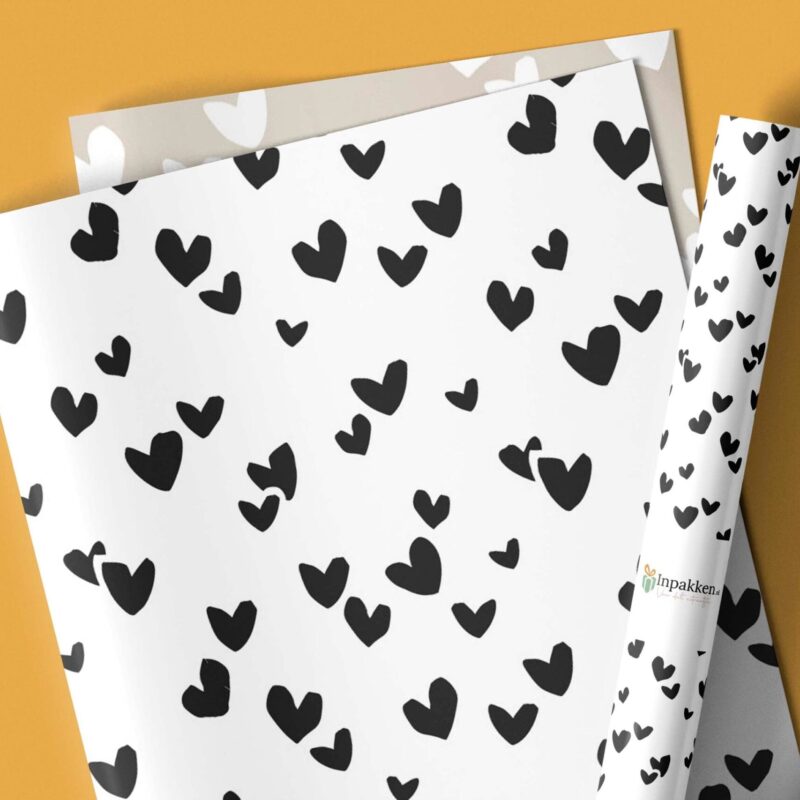 Zwart & champagne hartjes 50cm