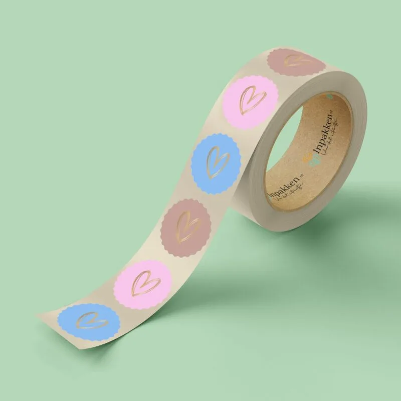 Hartjes blauw roze bruin 3st.