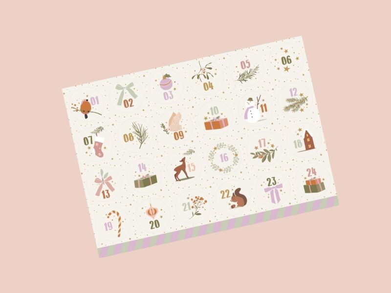 Adventskalender stickers kerst a4 1 vel