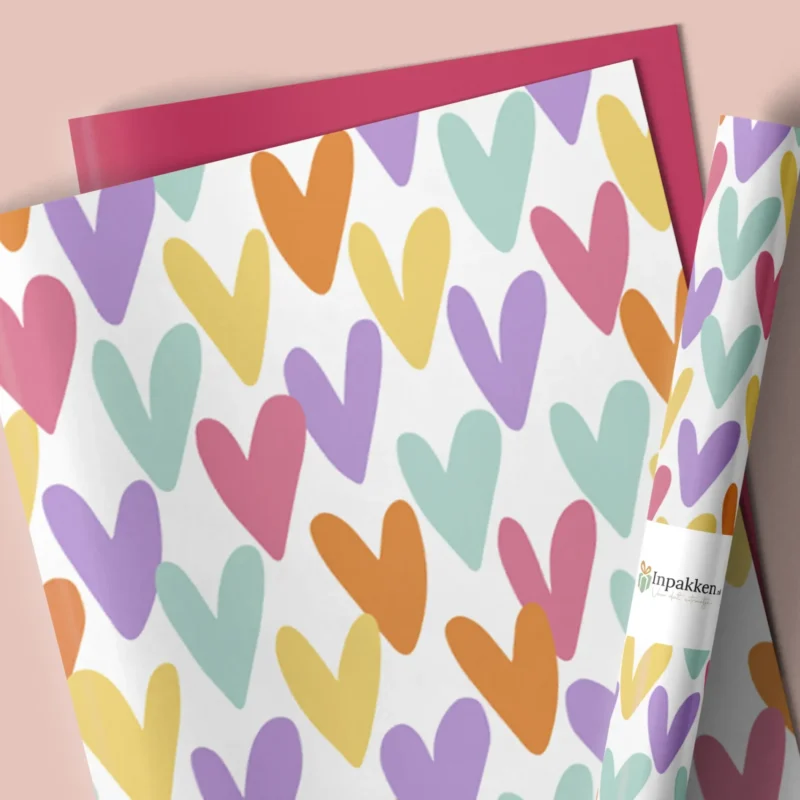 Vele gekleurde hartjes 70cm