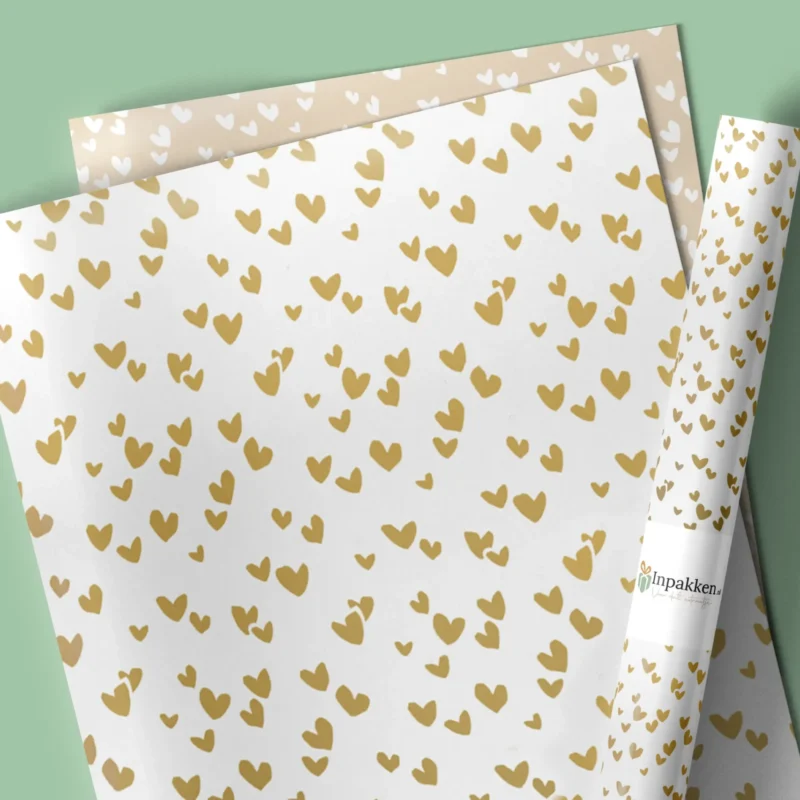 Gouden hartjes & beige 50cm