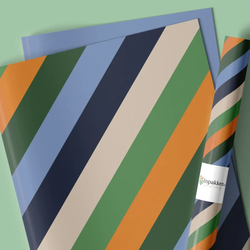 Groen blauw oranje strepen 40cm