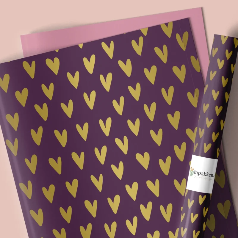 Hartjes goud/paars roze 50cm