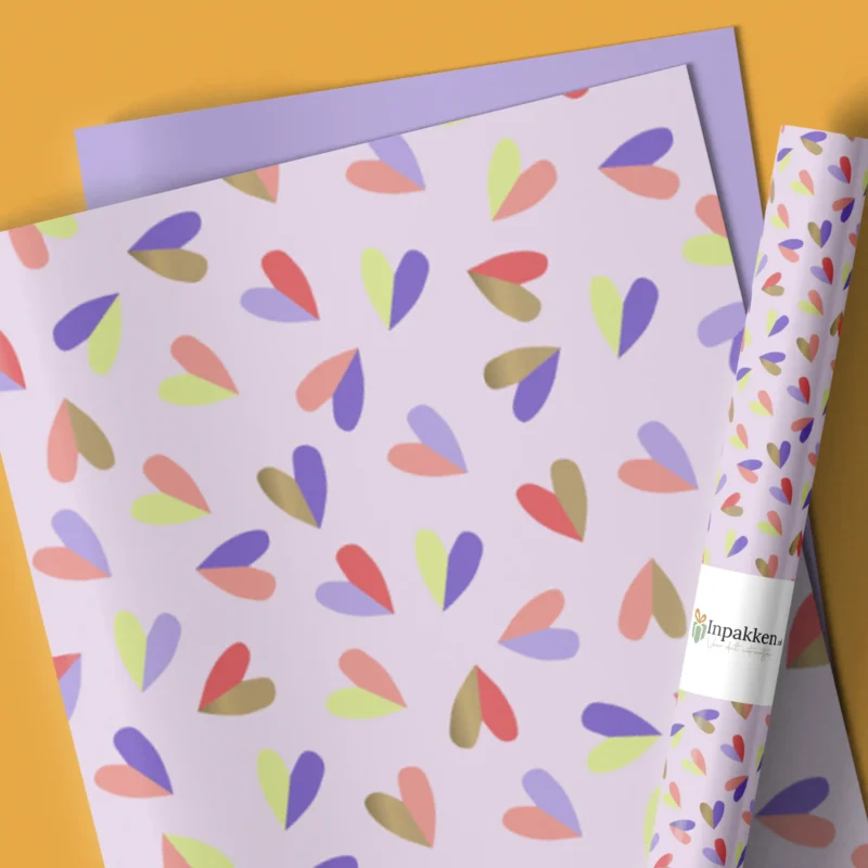 Gekleurde hartjes lila 50cm