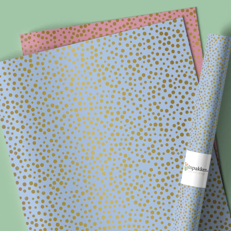 Gouden stipjes blauw roze 50cm