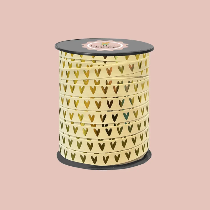 Krullint hartjes beige 10mm