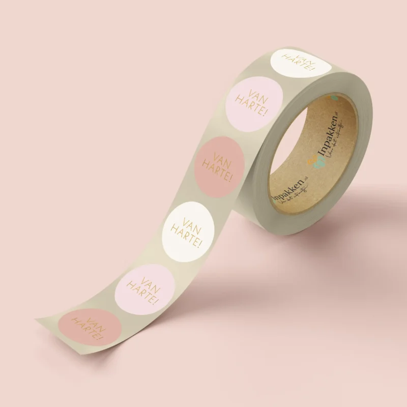 Van harte! Licht bruin, roze & wit 3st