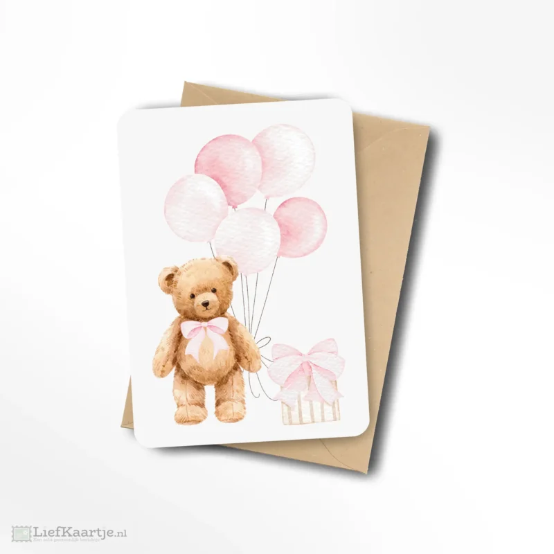 Lief beertje roze ballonnen