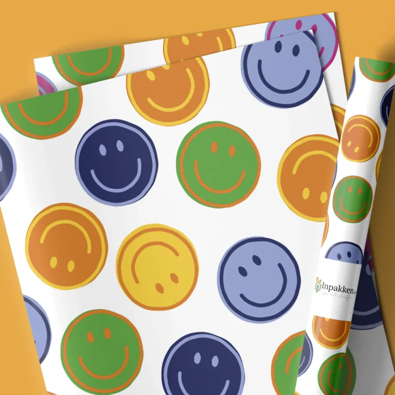 Smiley blauw/roze wit 50cm
