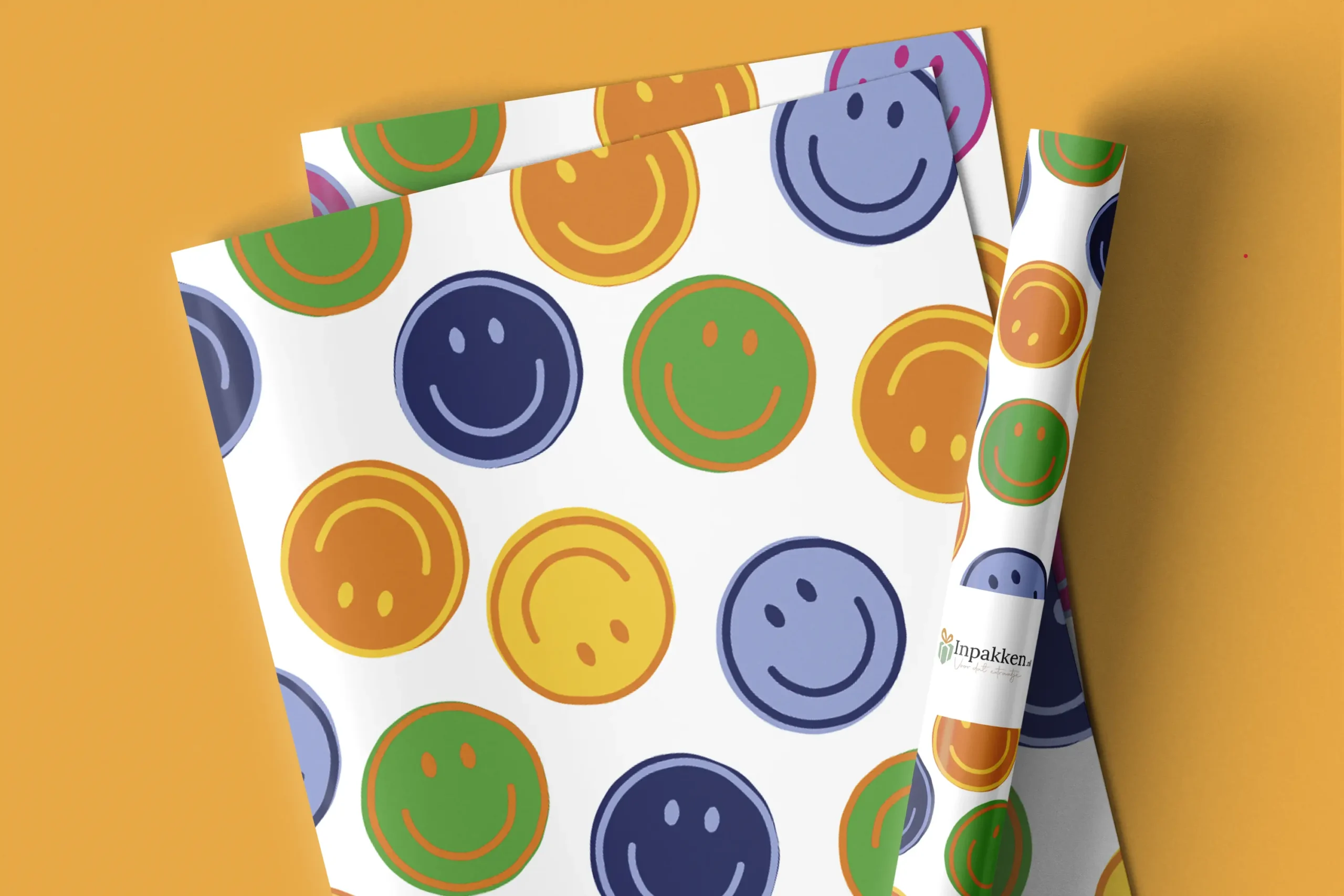 Smiley blauw/roze wit 50cm