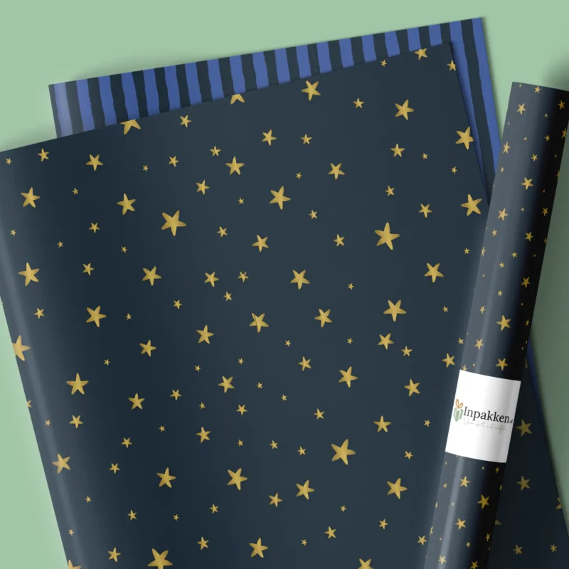 Gouden sterretjes blauw streepje 50cm