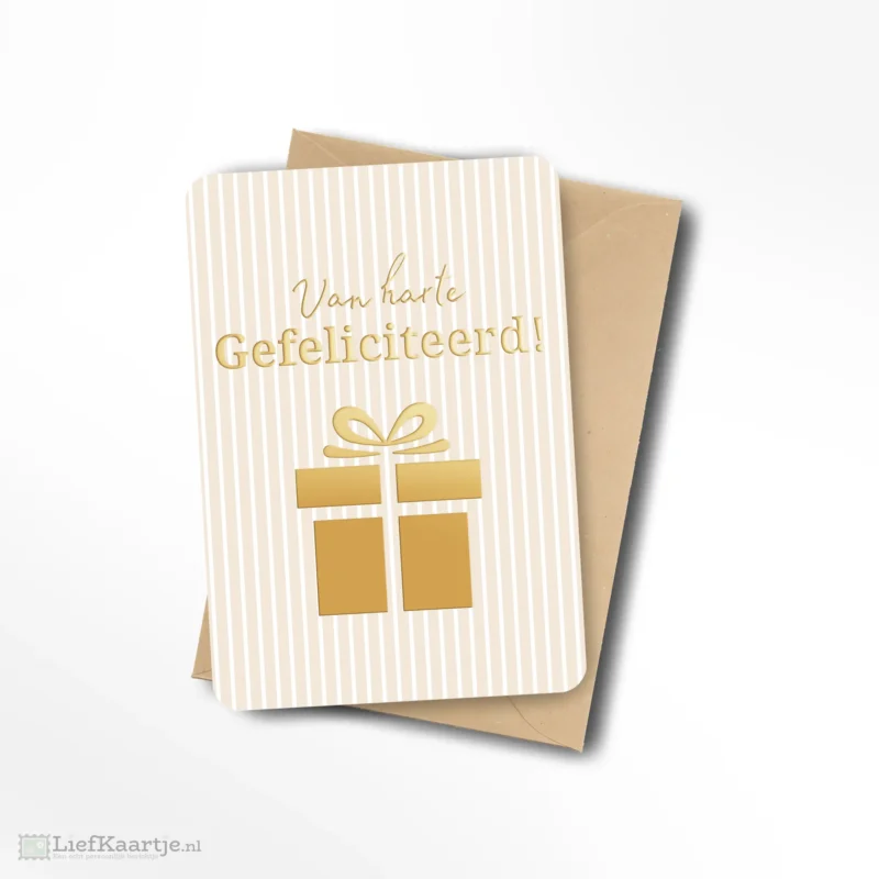 Van harte gefeliciteerd cadeautje goud folie