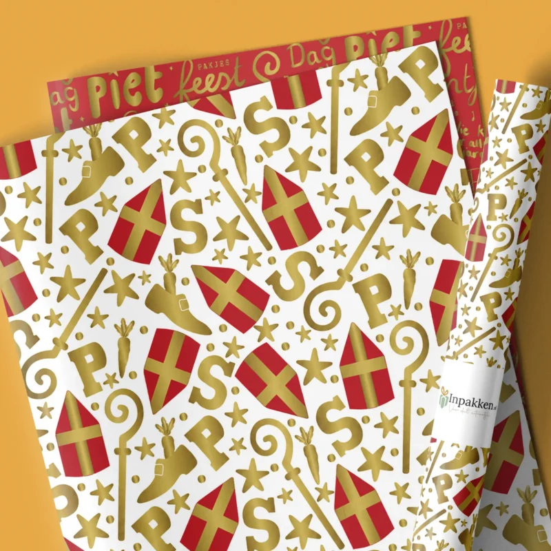 Sint mijter goud wit rood 50cm