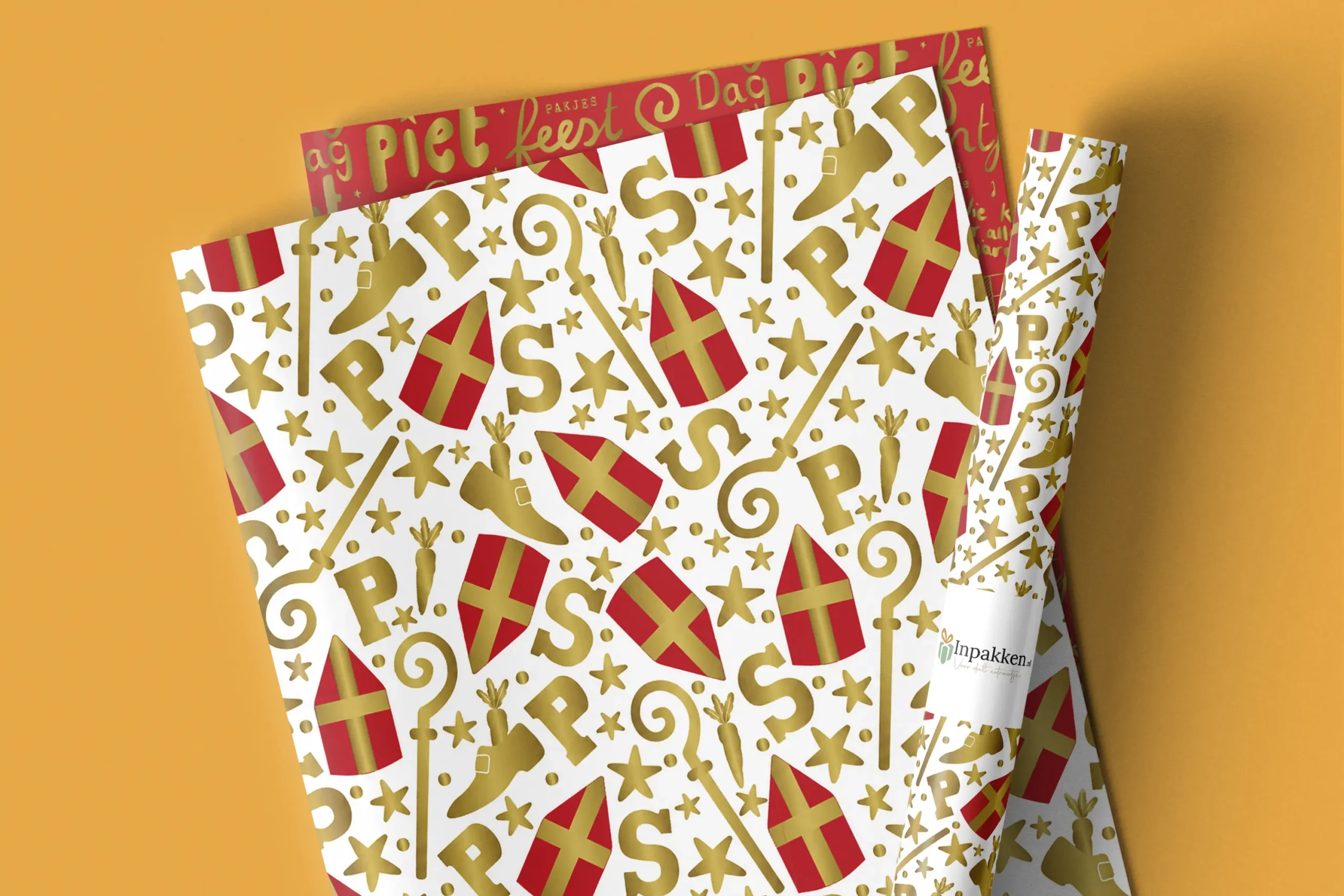 Sint mijter goud wit rood 50cm